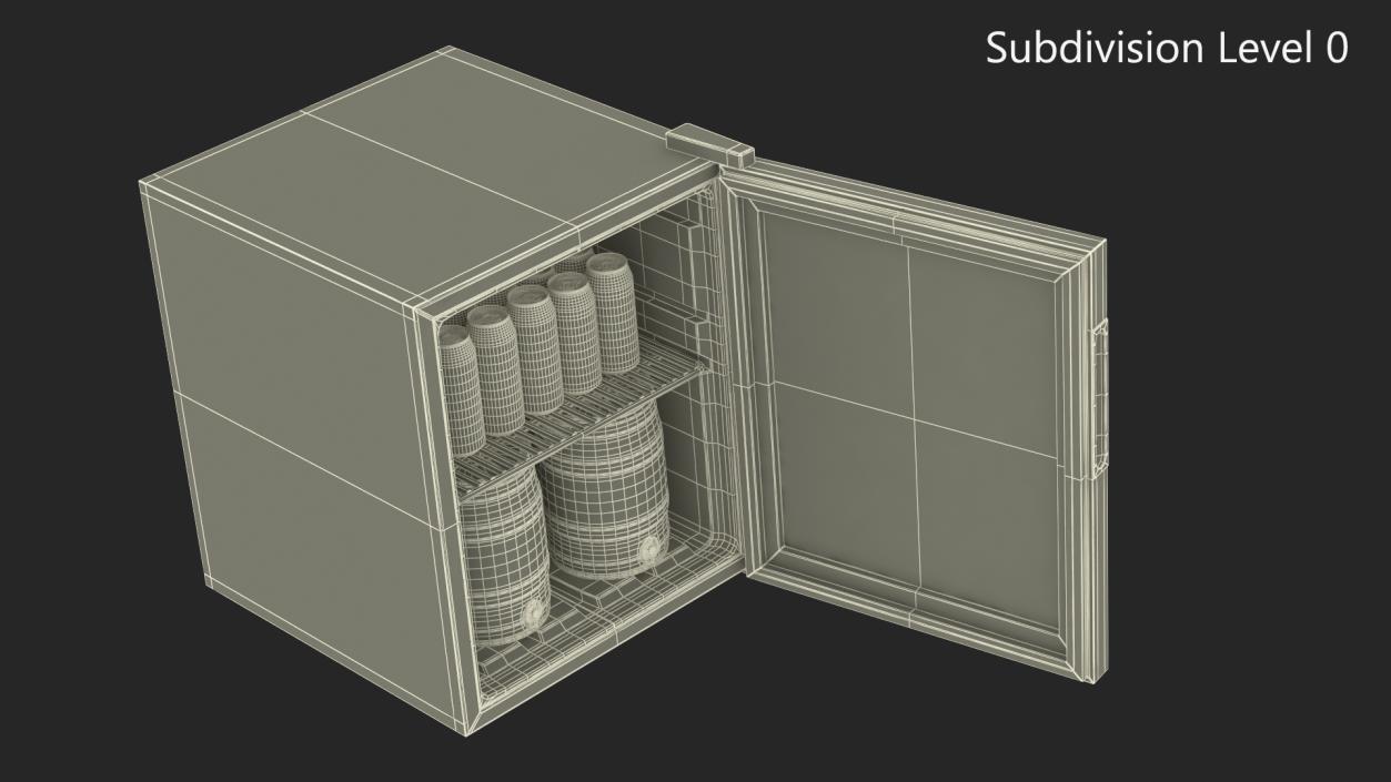 Beverage Cooler with Cans and Kegs 3D model