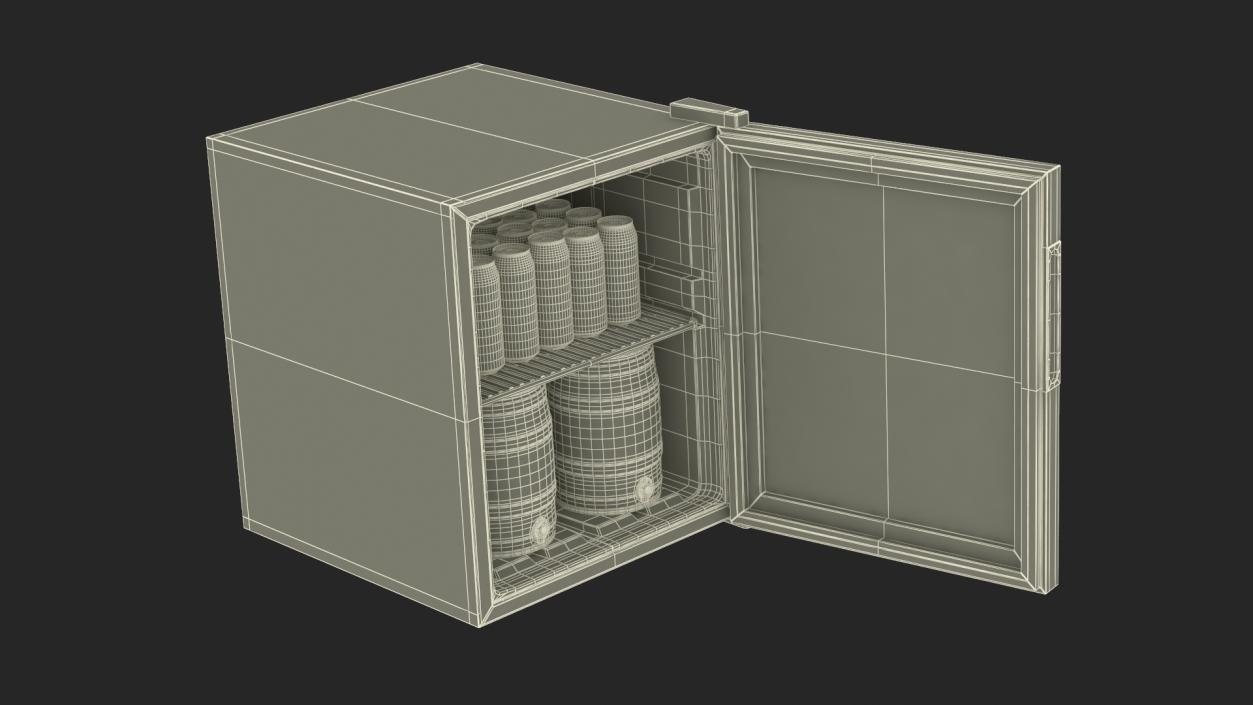 Beverage Cooler with Cans and Kegs 3D model