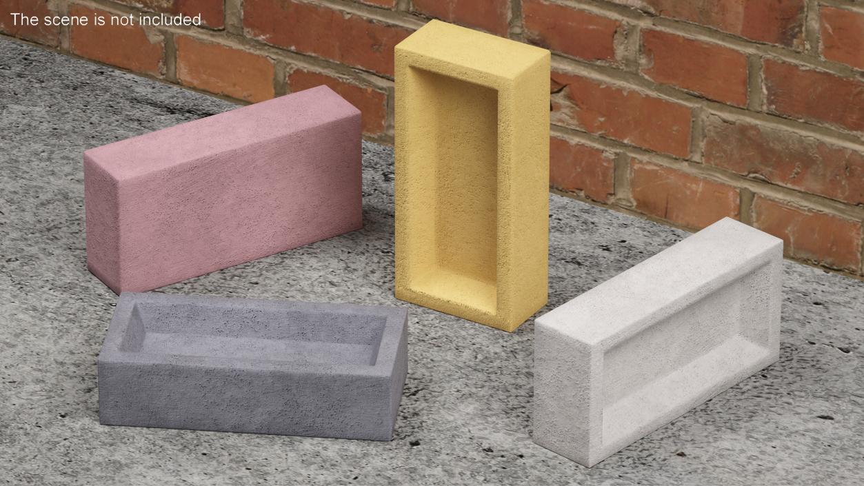 3D Frogged Sand Lime Bricks Set model