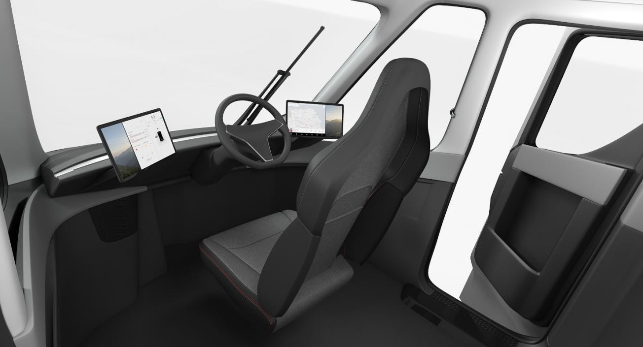 3D model Tesla Semi Truck with Trailer Simple Interior