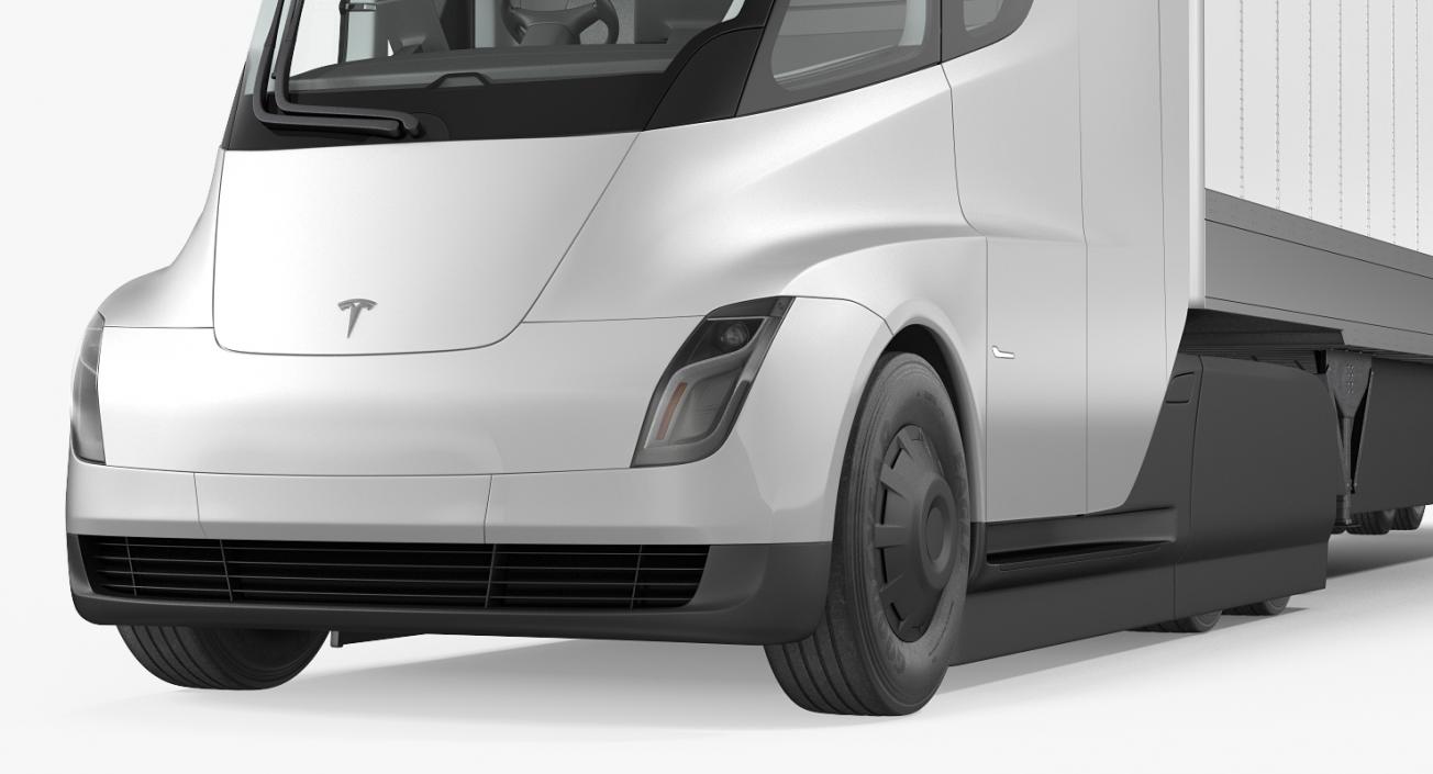 3D model Tesla Semi Truck with Trailer Simple Interior