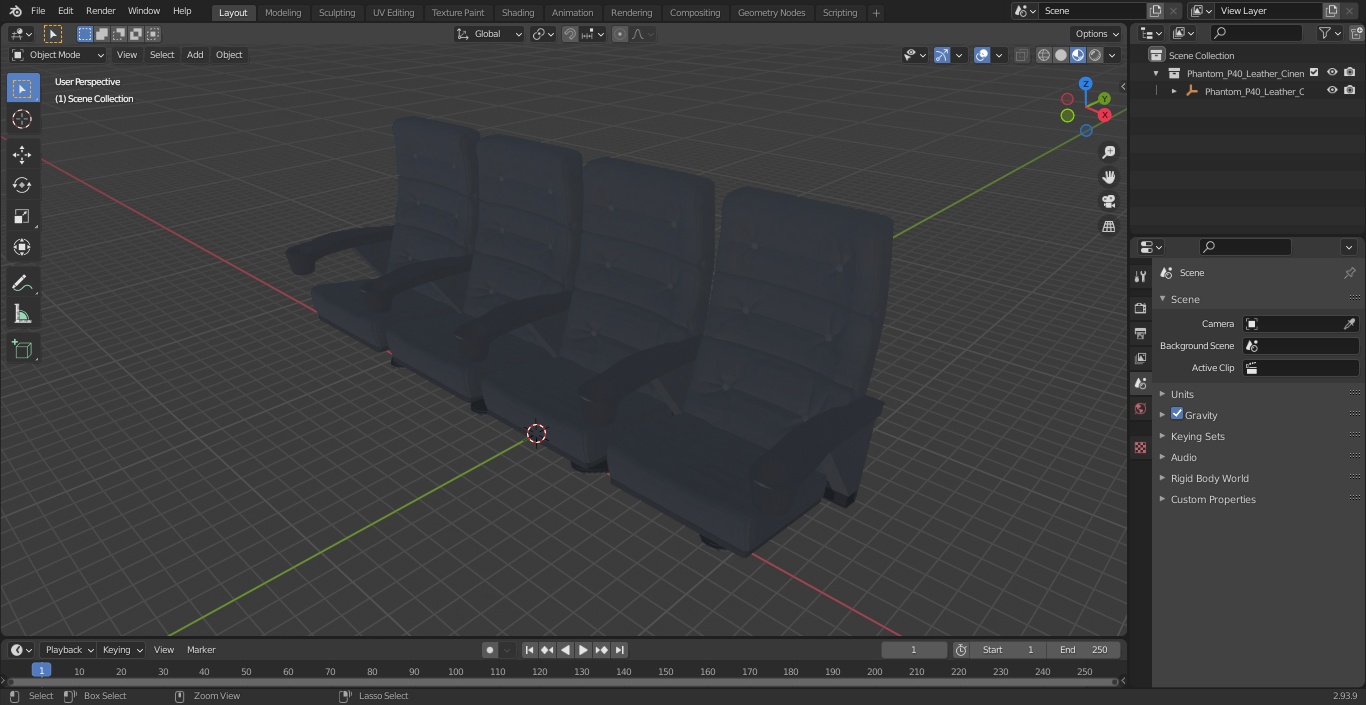 Phantom P40 Leather Cinema Chairs for Four Places 3D model