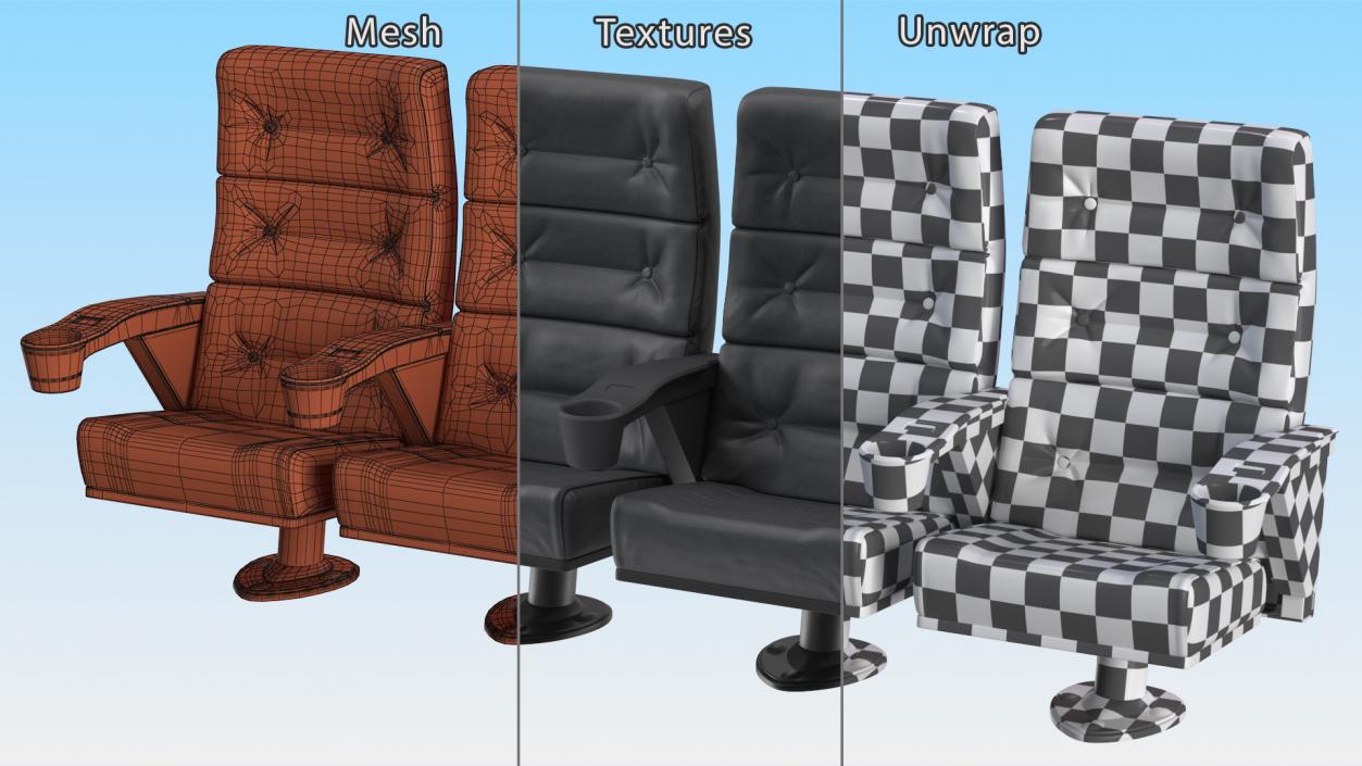 Phantom P40 Leather Cinema Chairs for Four Places 3D model