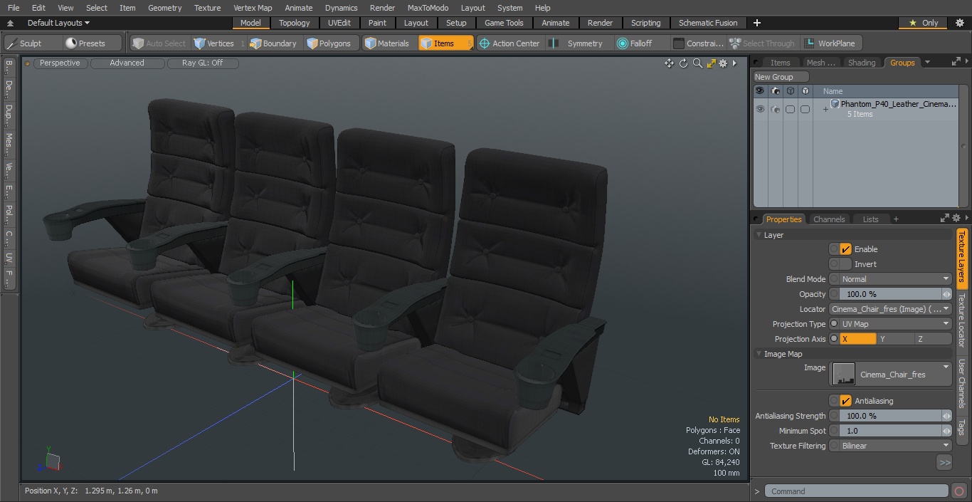 Phantom P40 Leather Cinema Chairs for Four Places 3D model