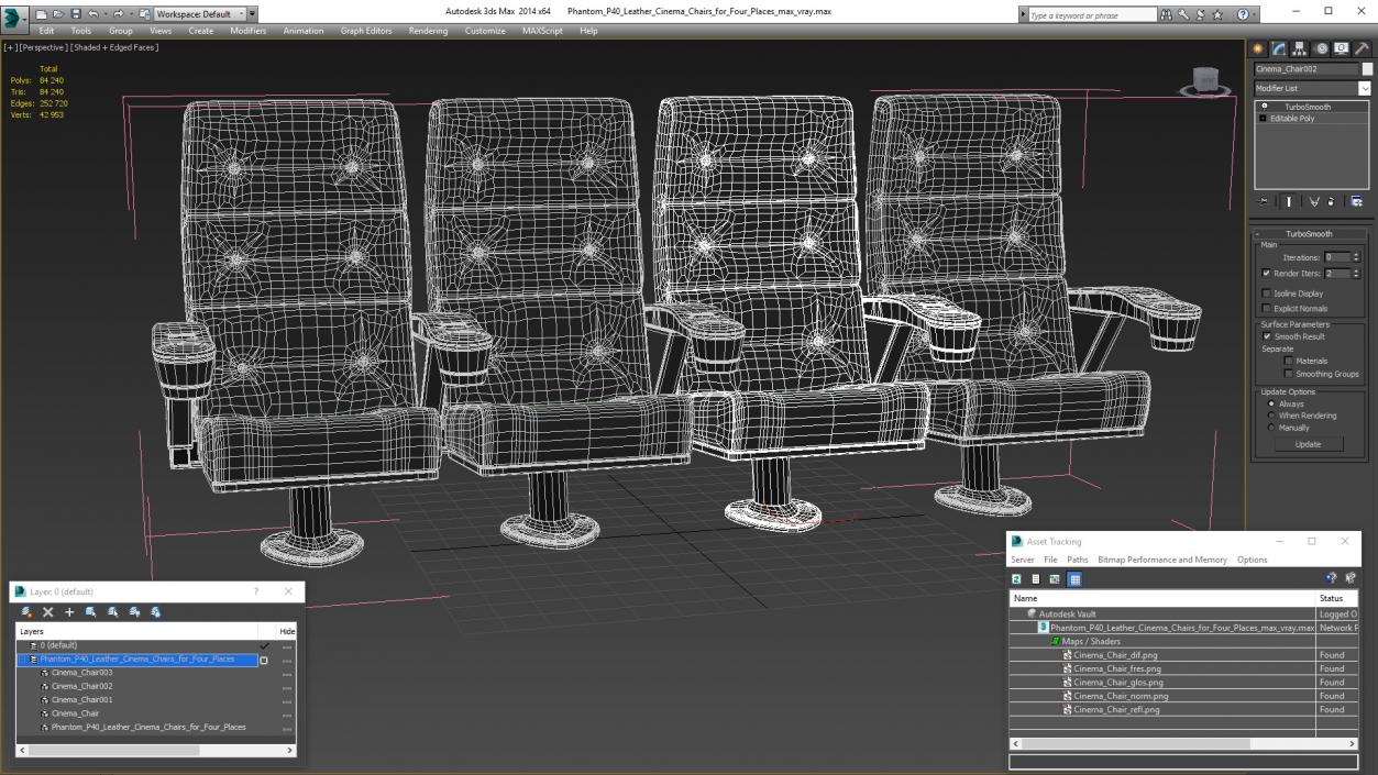 Phantom P40 Leather Cinema Chairs for Four Places 3D model