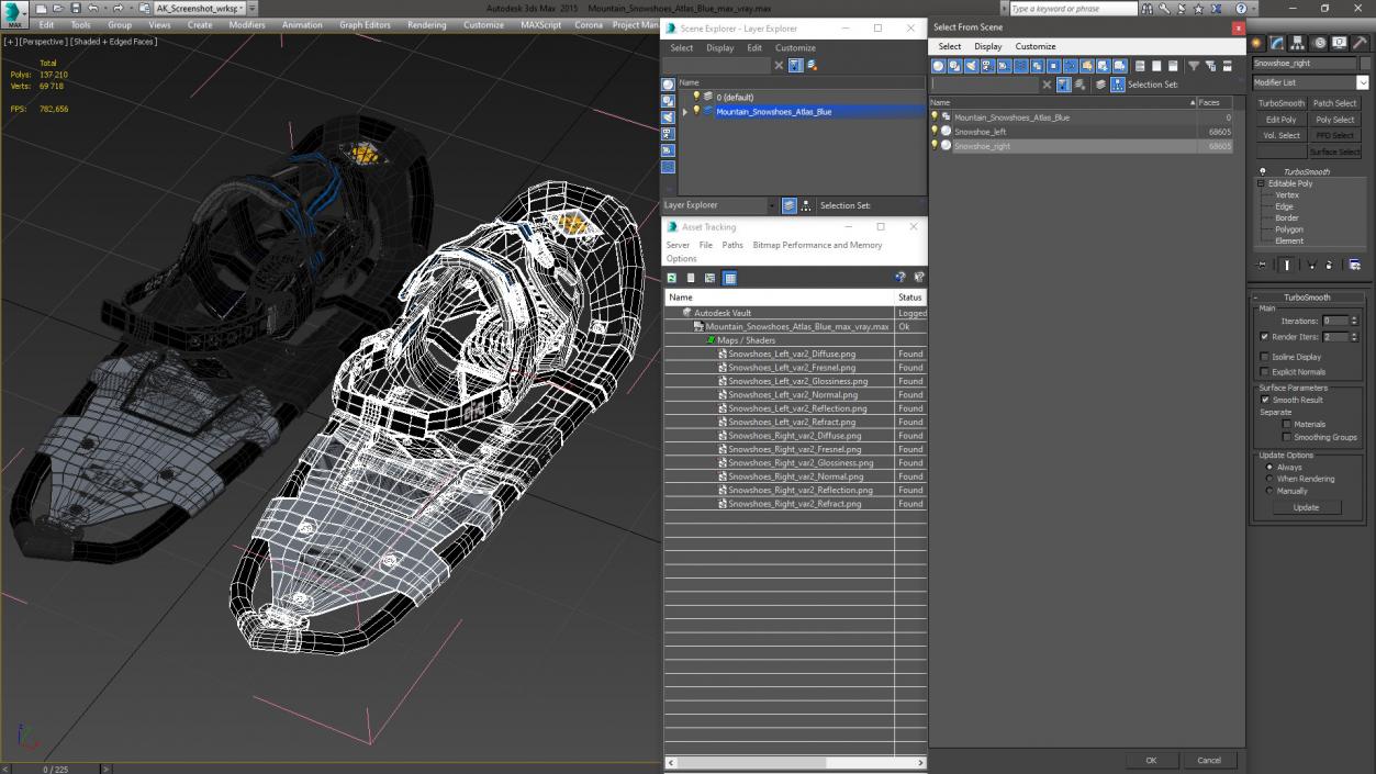 Mountain Snowshoes Atlas Blue 3D model