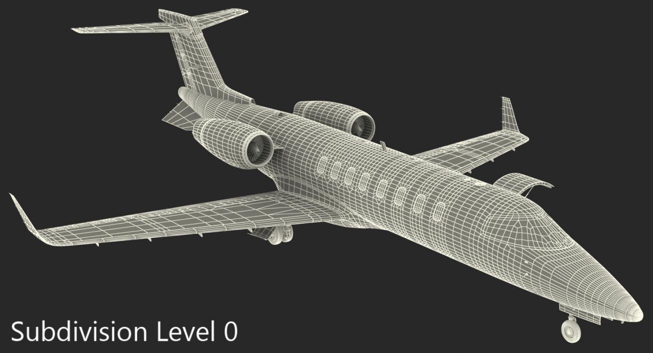 3D Business Jet Bombardier Learjet 45 Rigged