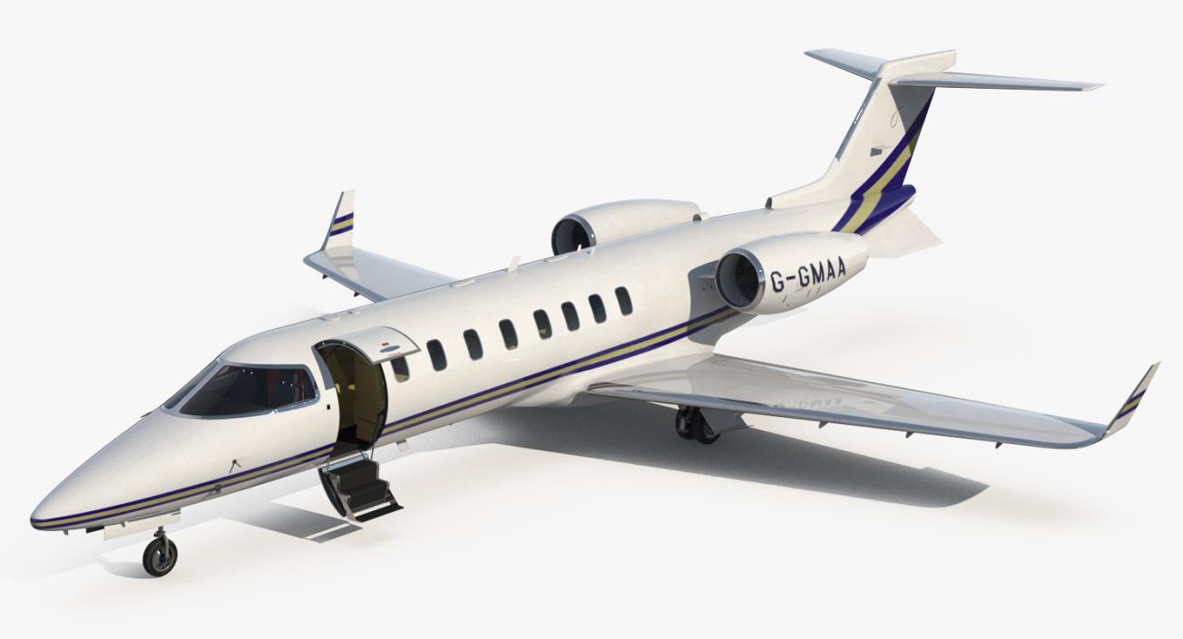 3D Business Jet Bombardier Learjet 45 Rigged