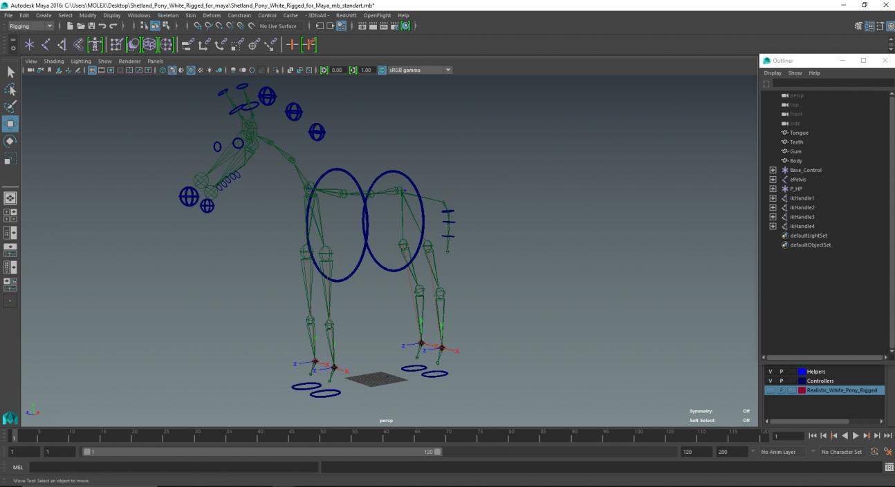 3D model Shetland Pony White Rigged for Maya