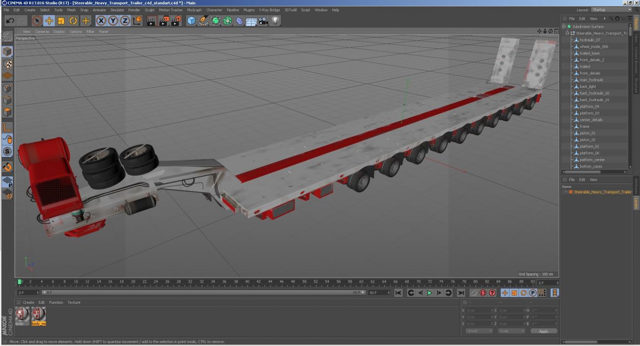 3D Steerable Heavy Transport Trailer model