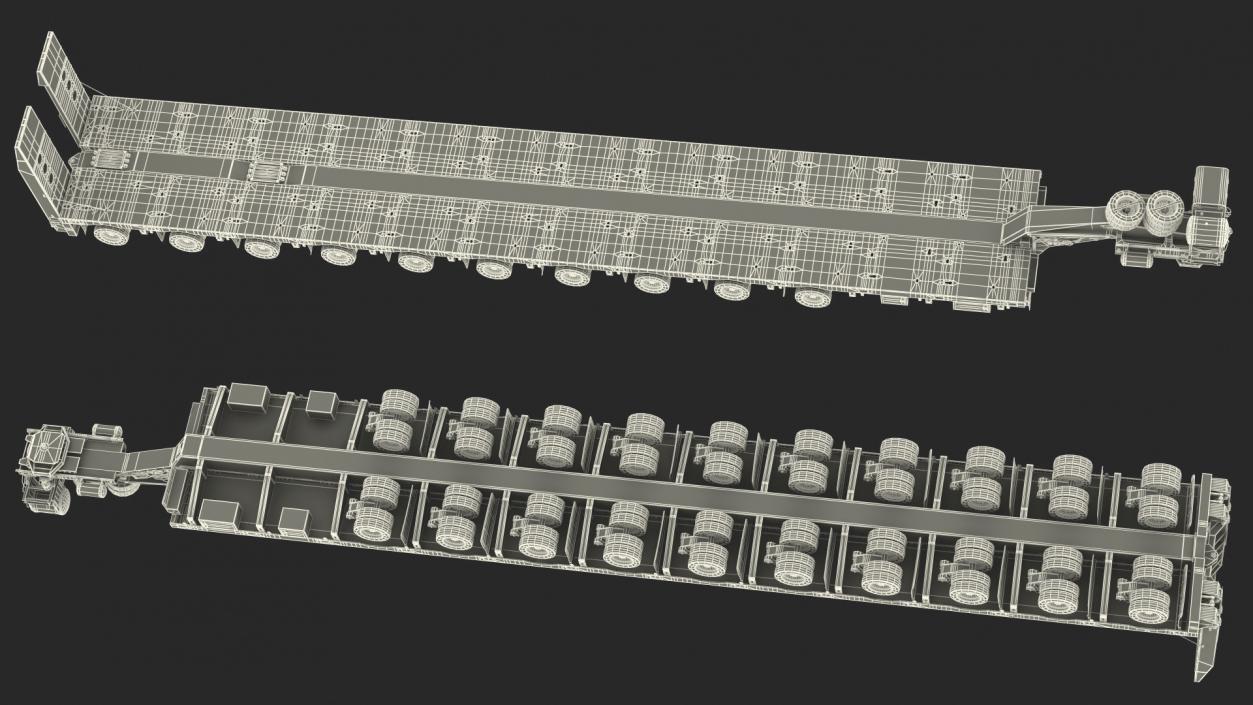 3D Steerable Heavy Transport Trailer model