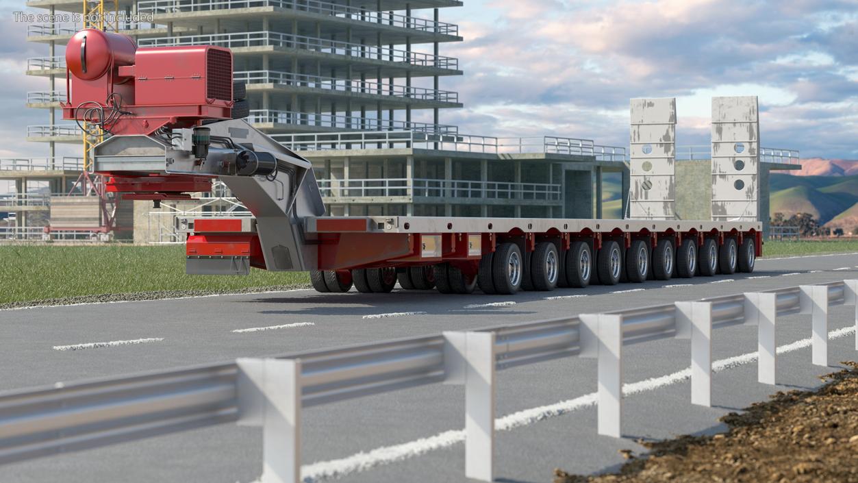 3D Steerable Heavy Transport Trailer model