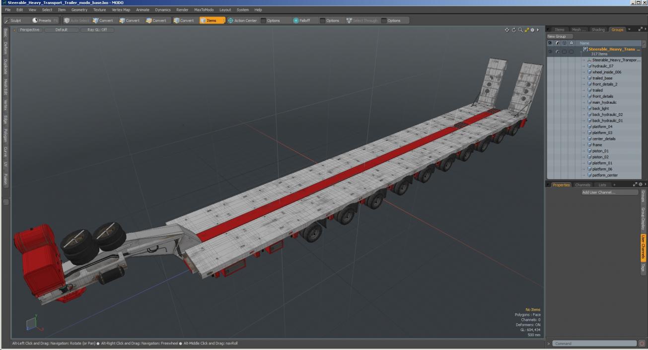 3D Steerable Heavy Transport Trailer model