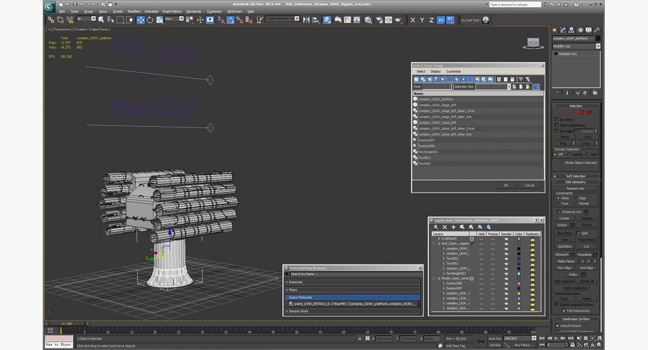 3D Anti Submarine Weapon UDAV Rigged model