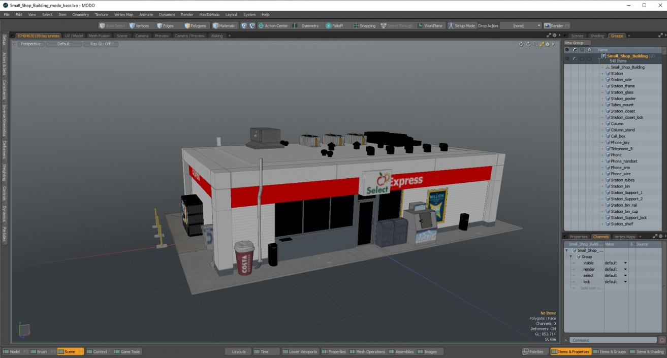 3D Small Shop Building 2