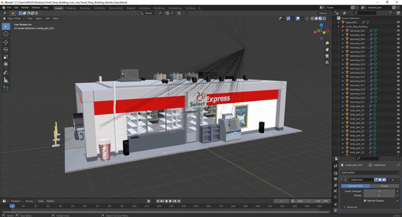 3D Small Shop Building 2