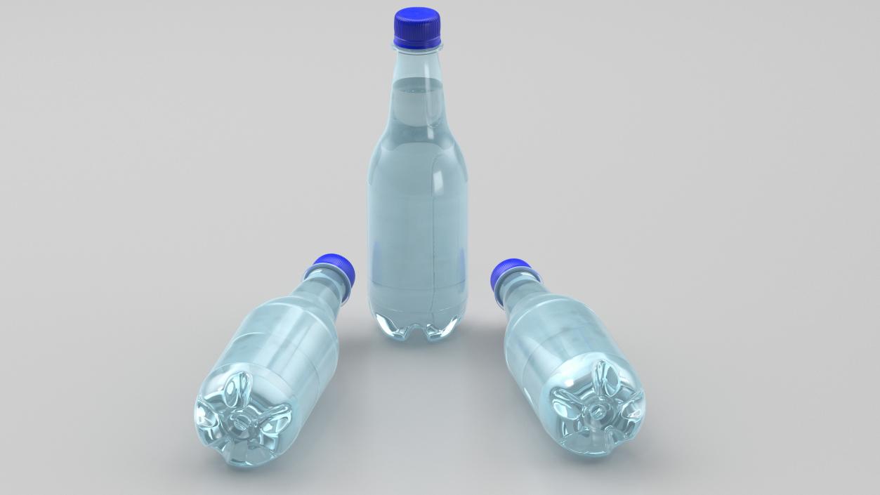 3D Small Plastic Blue Water Bottle