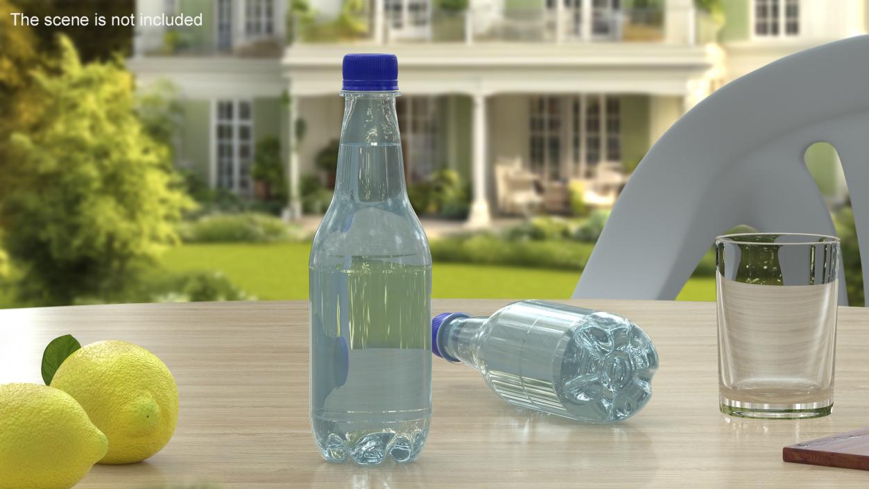 3D Small Plastic Blue Water Bottle