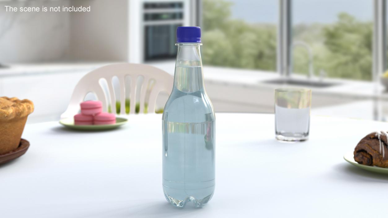 3D Small Plastic Blue Water Bottle