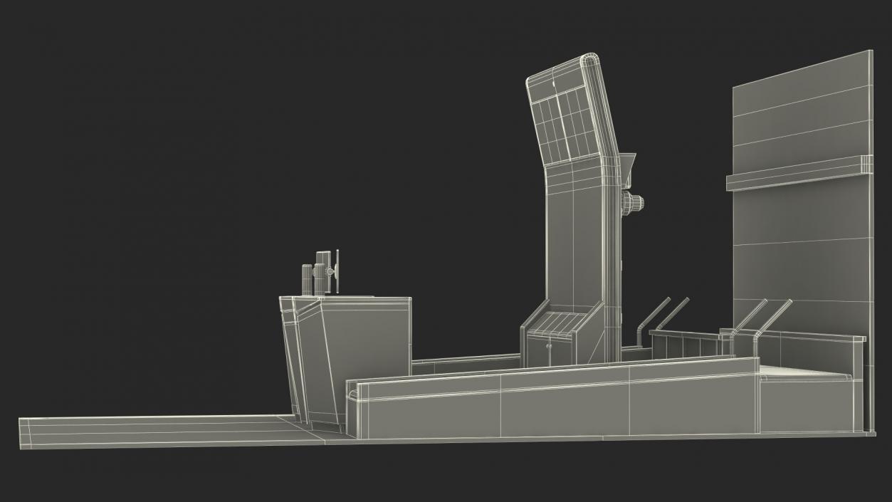 3D Airport Counter Check-In Rigged