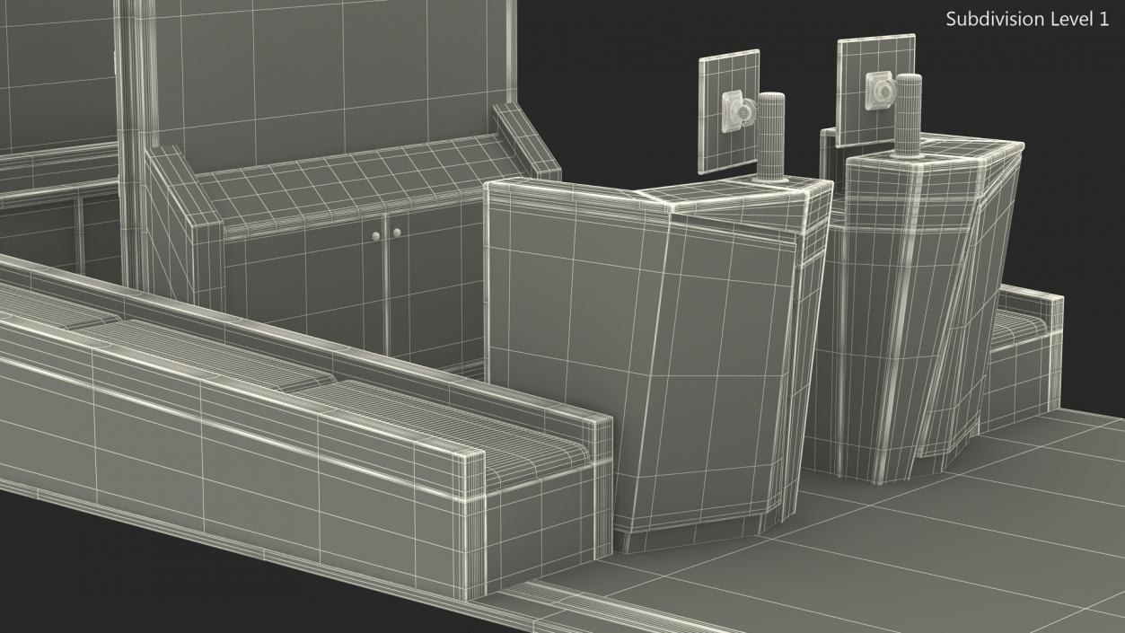 3D Airport Counter Check-In Rigged