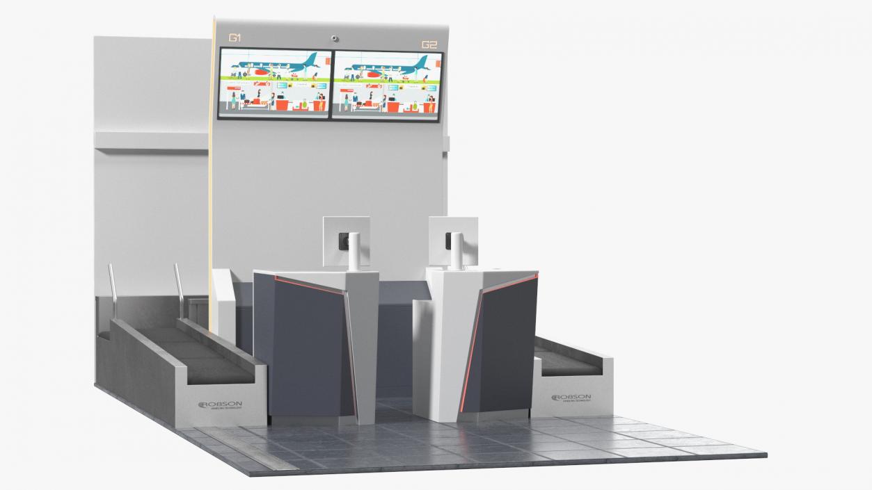 3D Airport Counter Check-In Rigged