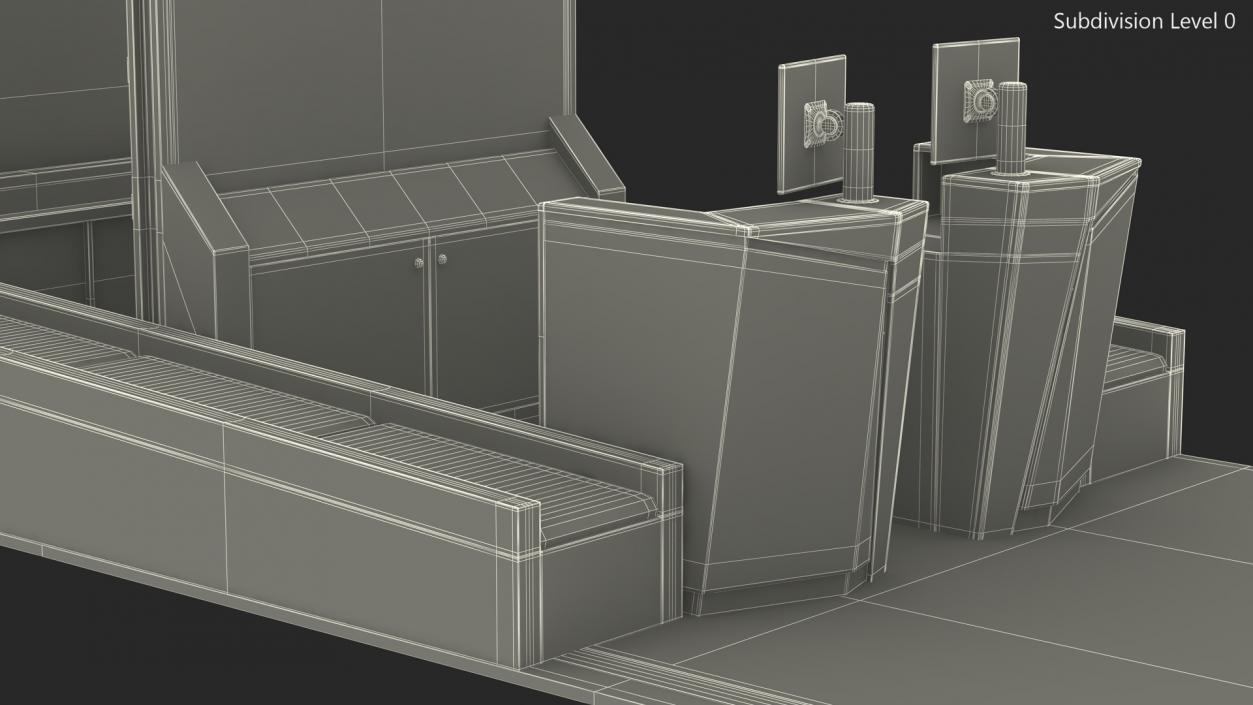 3D Airport Counter Check-In Rigged