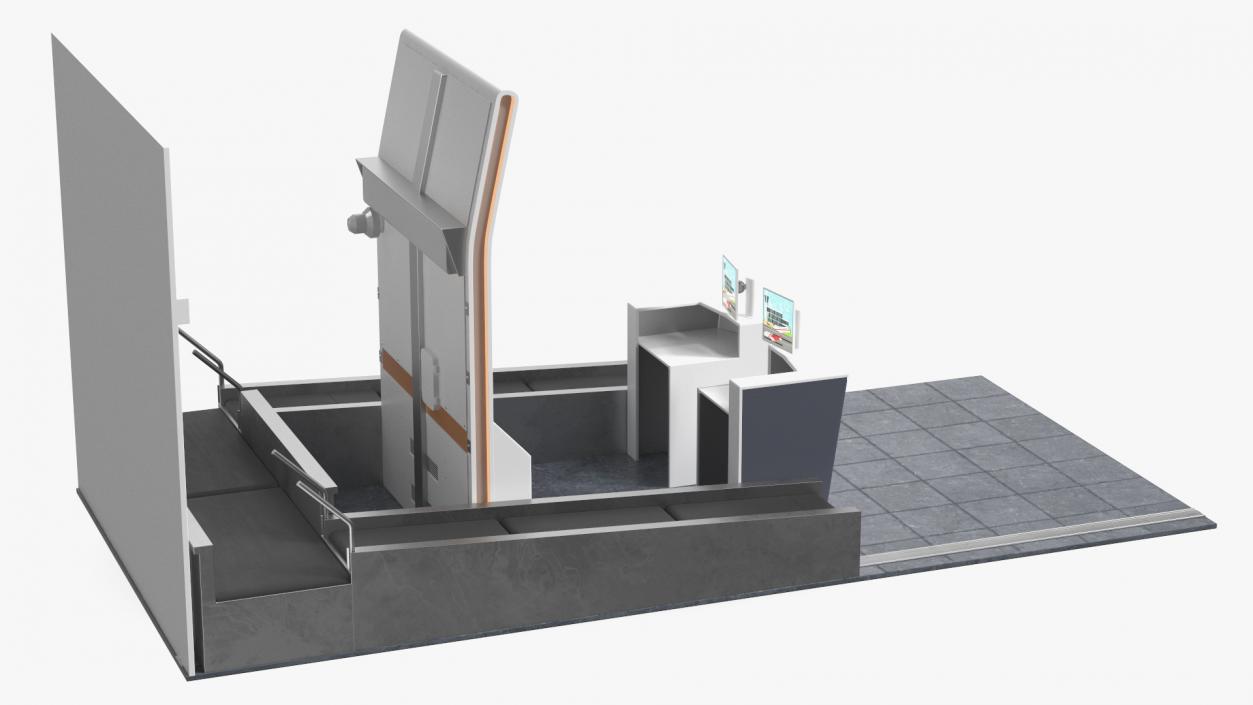 3D Airport Counter Check-In Rigged