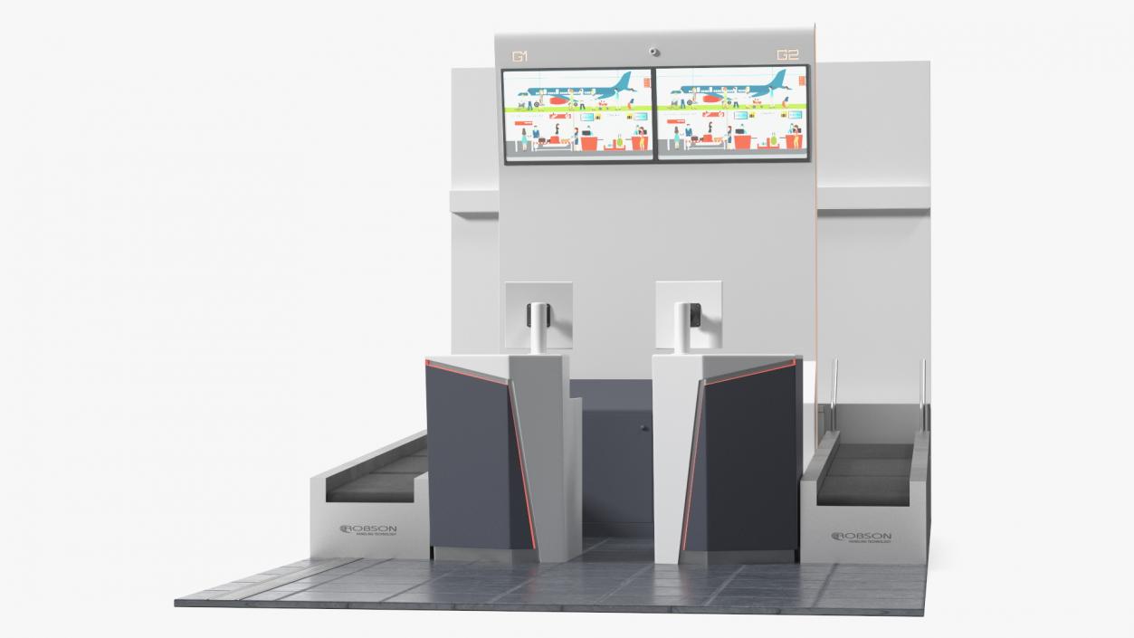 3D Airport Counter Check-In Rigged