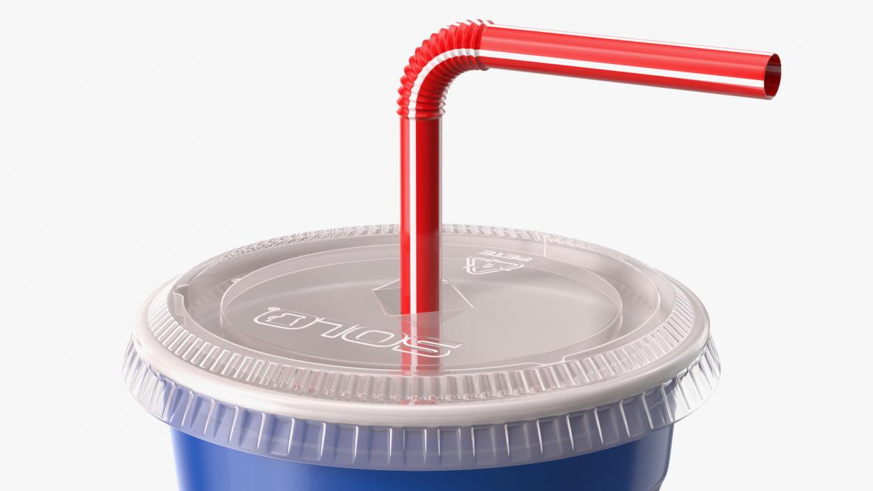 3D Solo Squared Plastic Cup with Lid and Straw Blue model