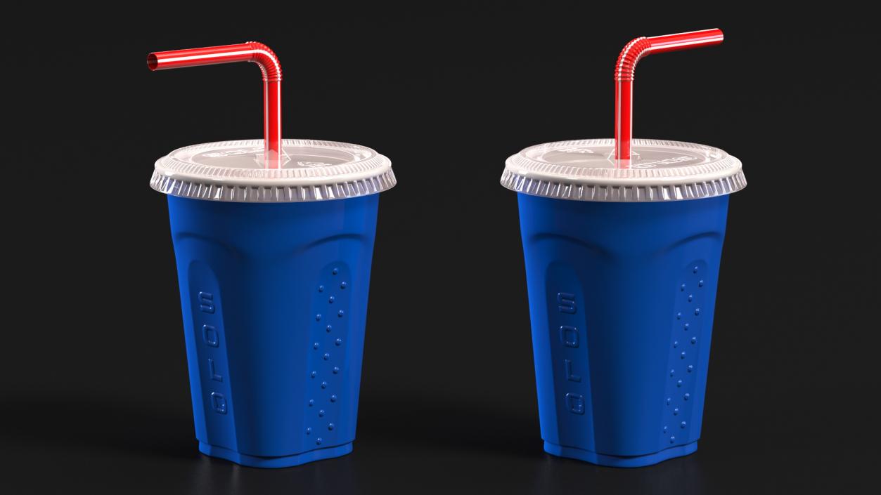 3D Solo Squared Plastic Cup with Lid and Straw Blue model