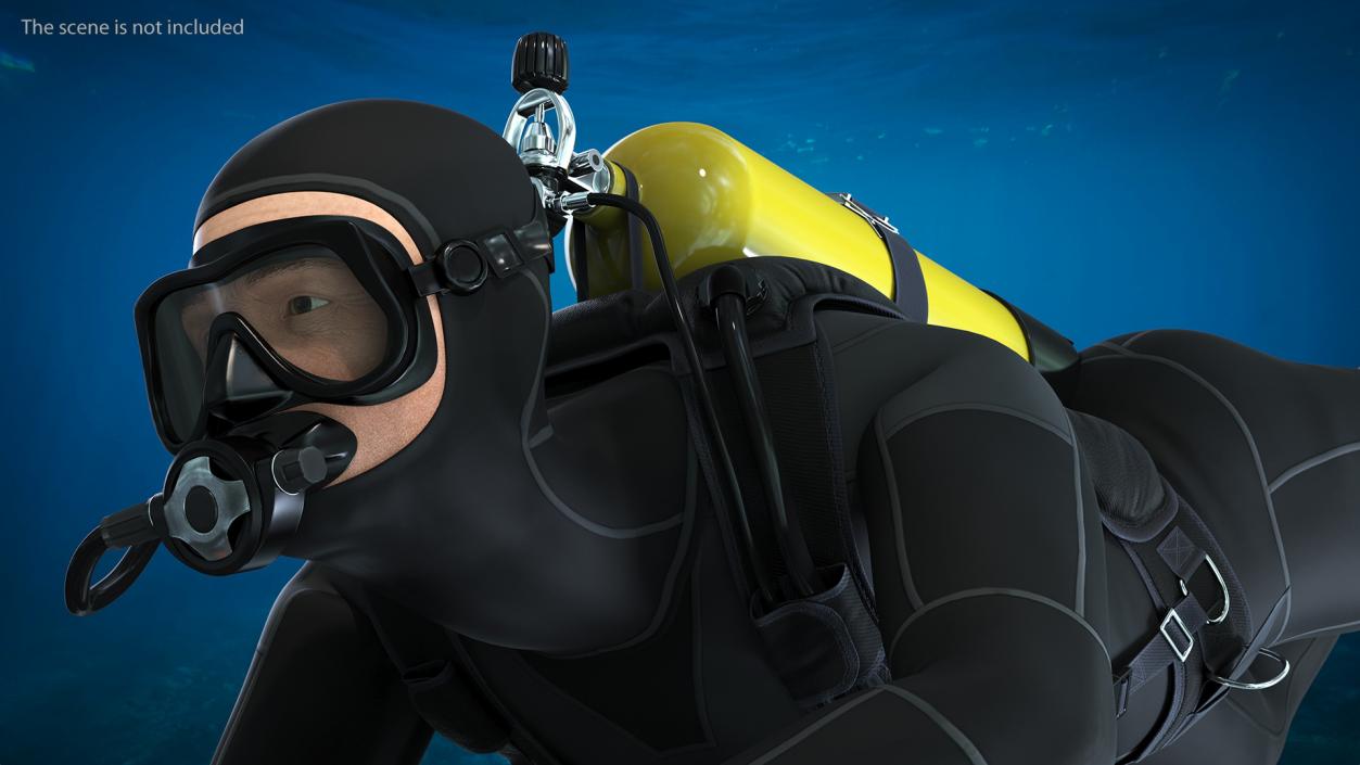 Diver with Seabob F5SR Personal Watercraft Rigged 3D model