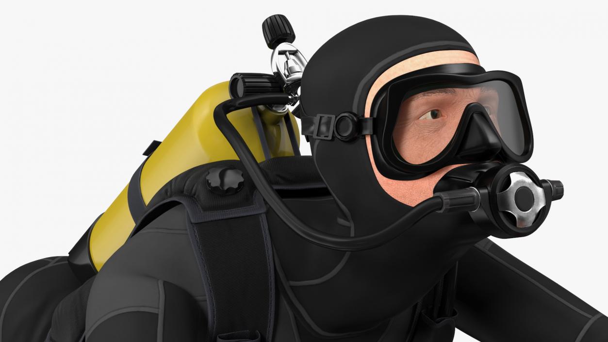 3D Diver with Seabob F5SR Personal Watercraft Rigged for Cinema 4D model