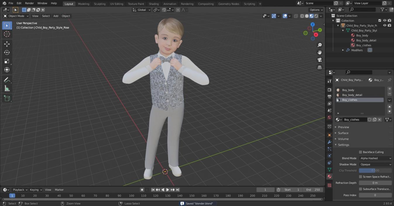 3D Child Boy Party Style Pose