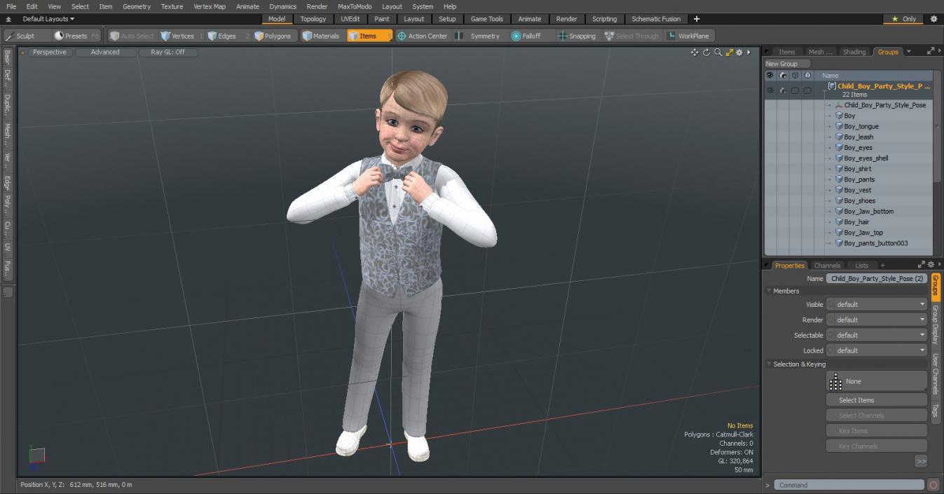 3D Child Boy Party Style Pose