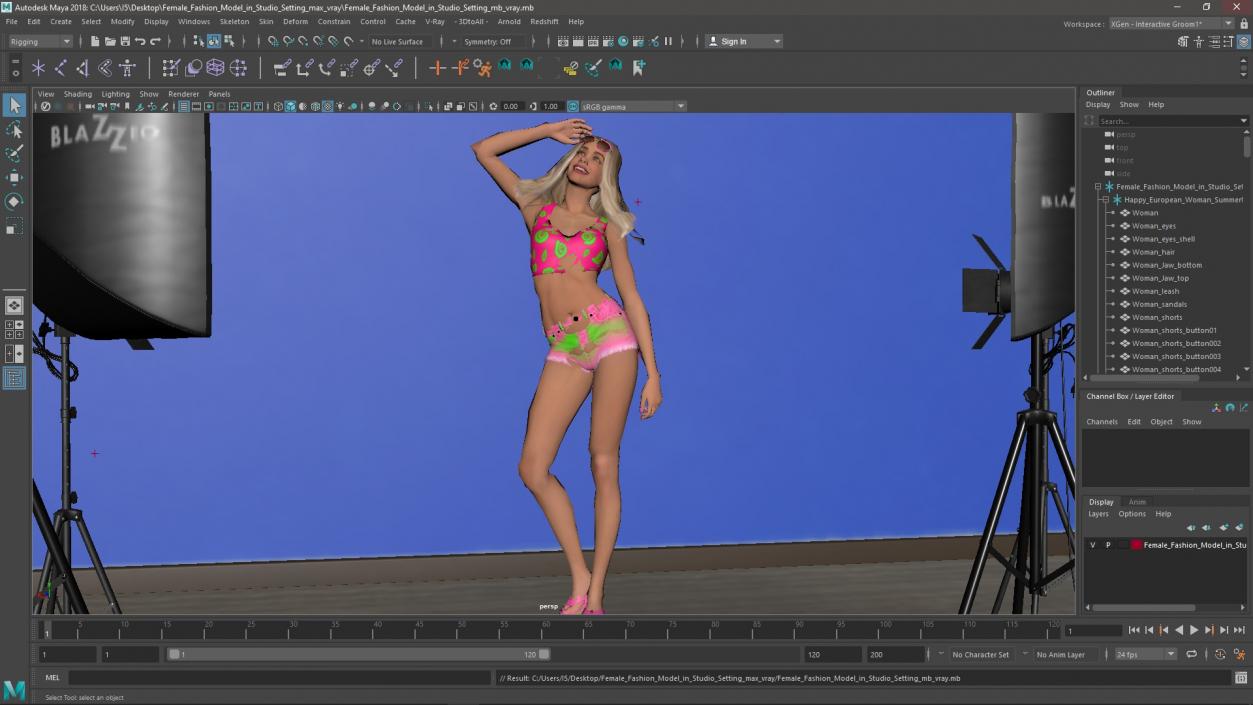 3D Female Fashion Model in Studio Setting model