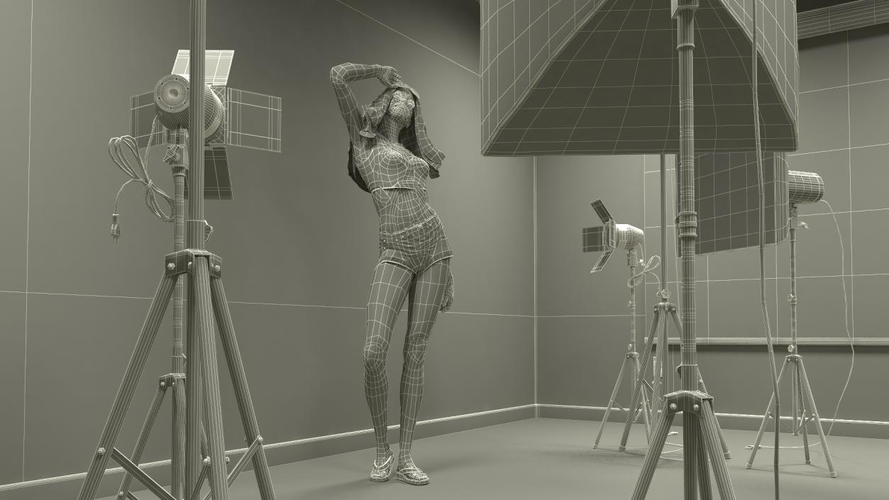 3D Female Fashion Model in Studio Setting model