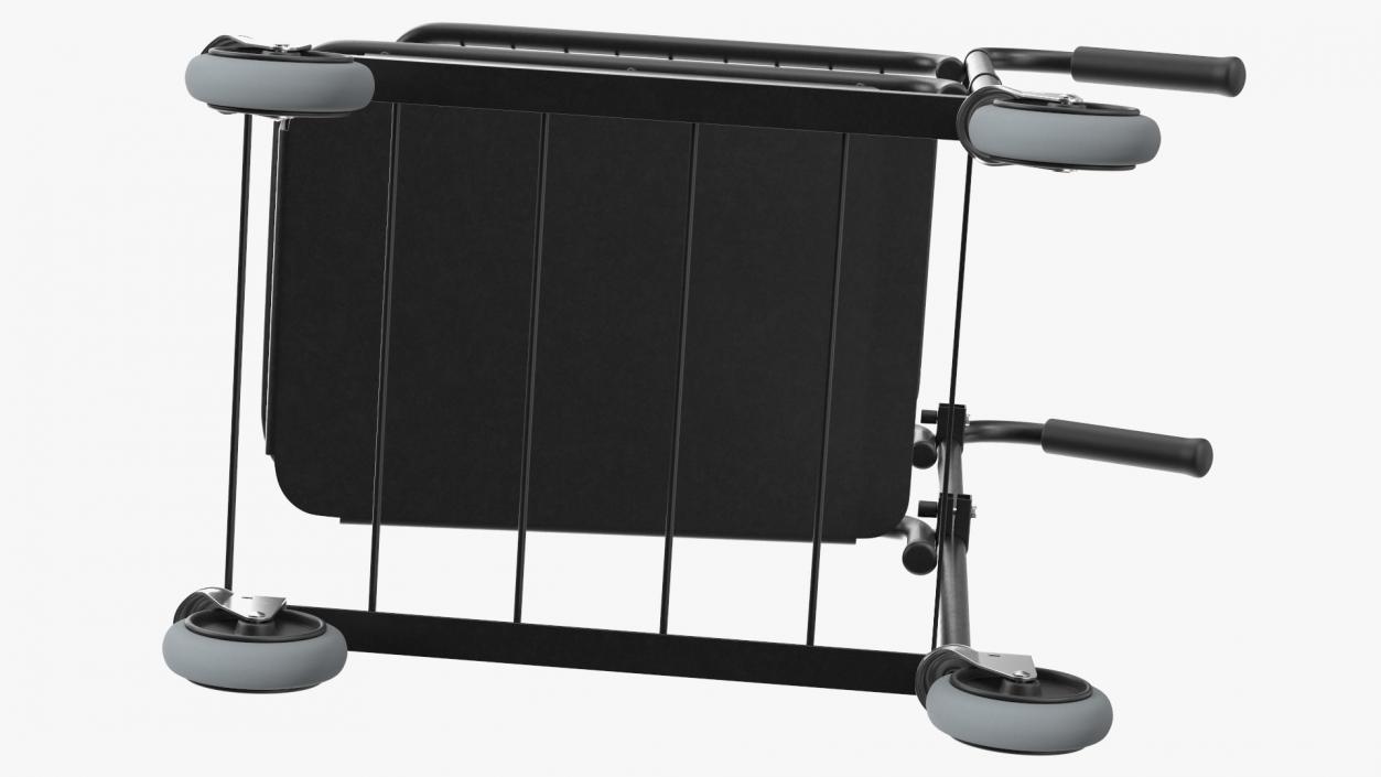 3D model Black Mini Trolley with Basket and File Shelf