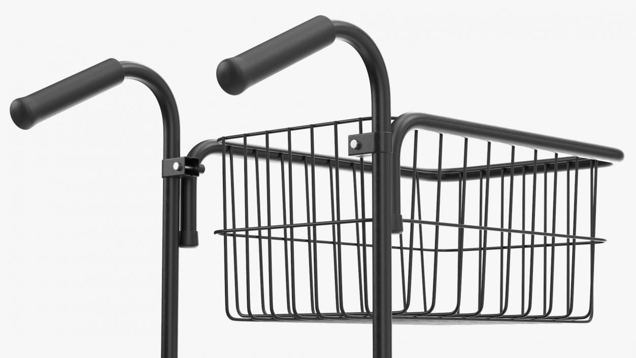 3D model Black Mini Trolley with Basket and File Shelf