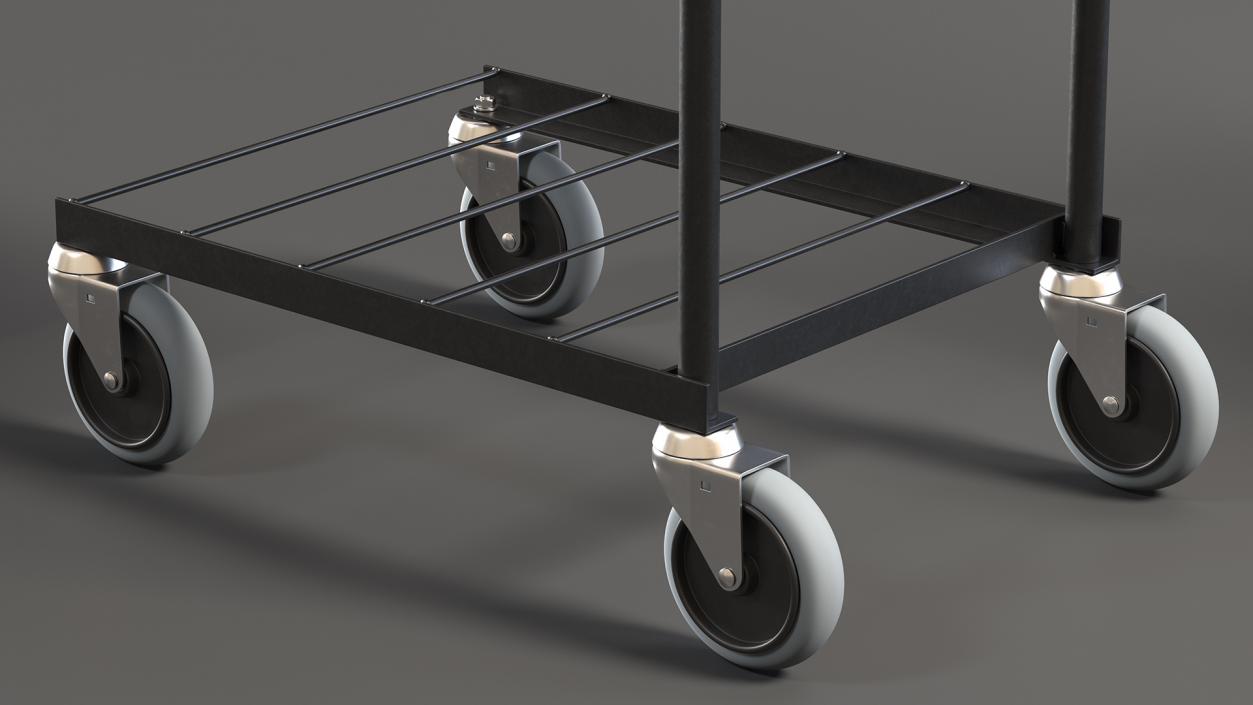 3D model Black Mini Trolley with Basket and File Shelf