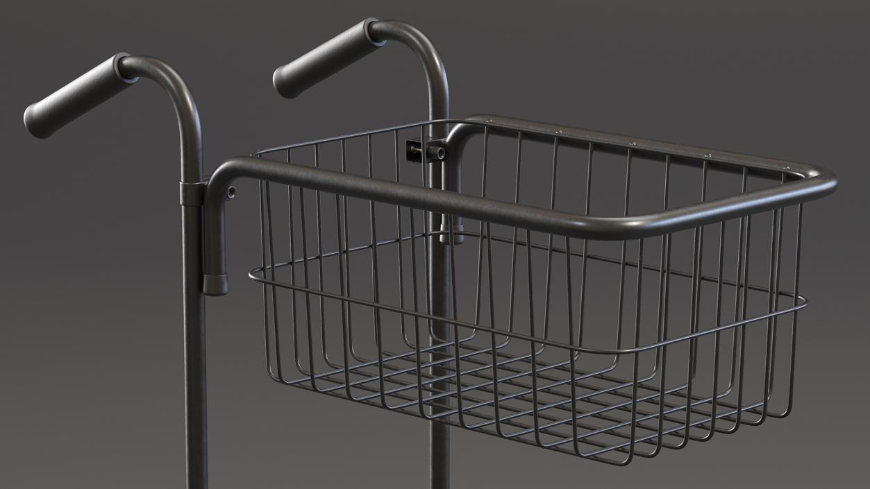 3D model Black Mini Trolley with Basket and File Shelf