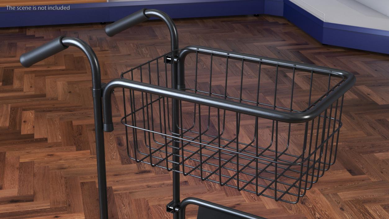 3D model Black Mini Trolley with Basket and File Shelf