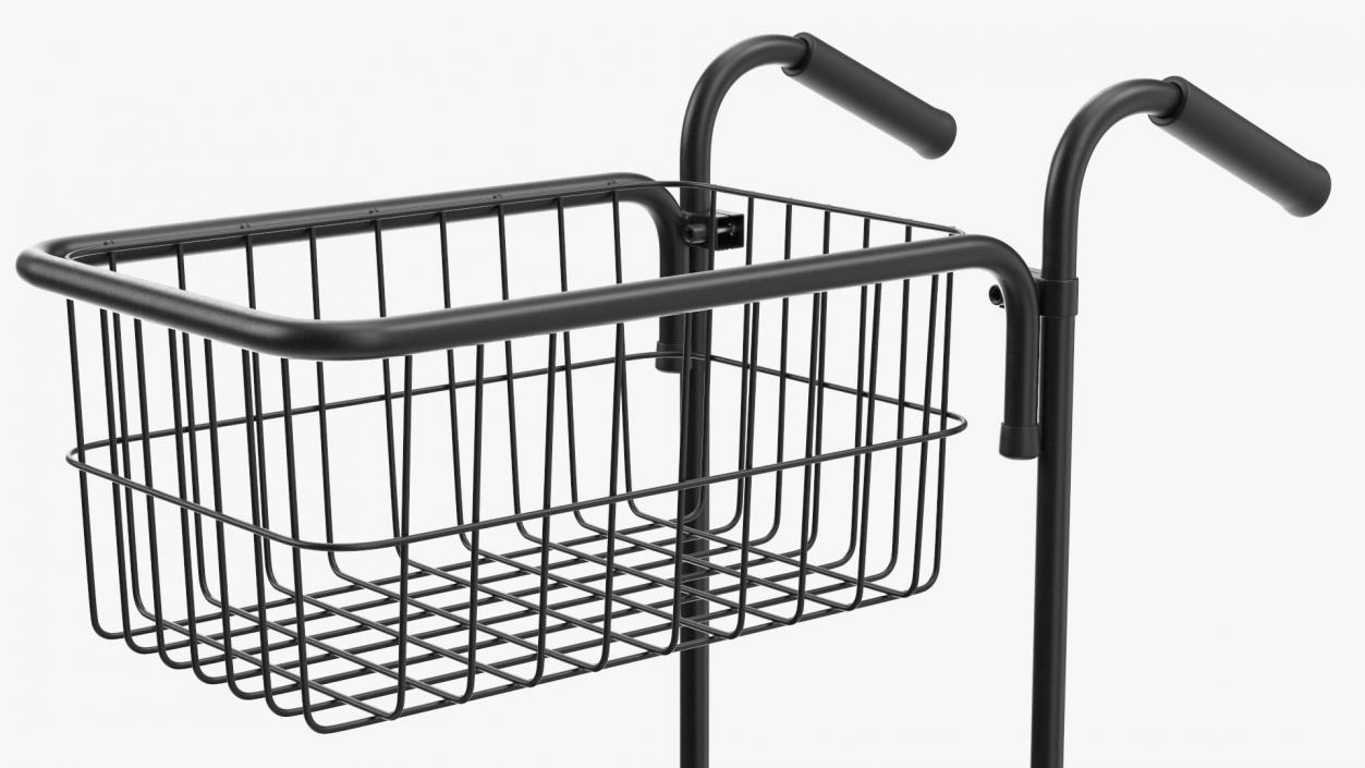 3D model Black Mini Trolley with Basket and File Shelf