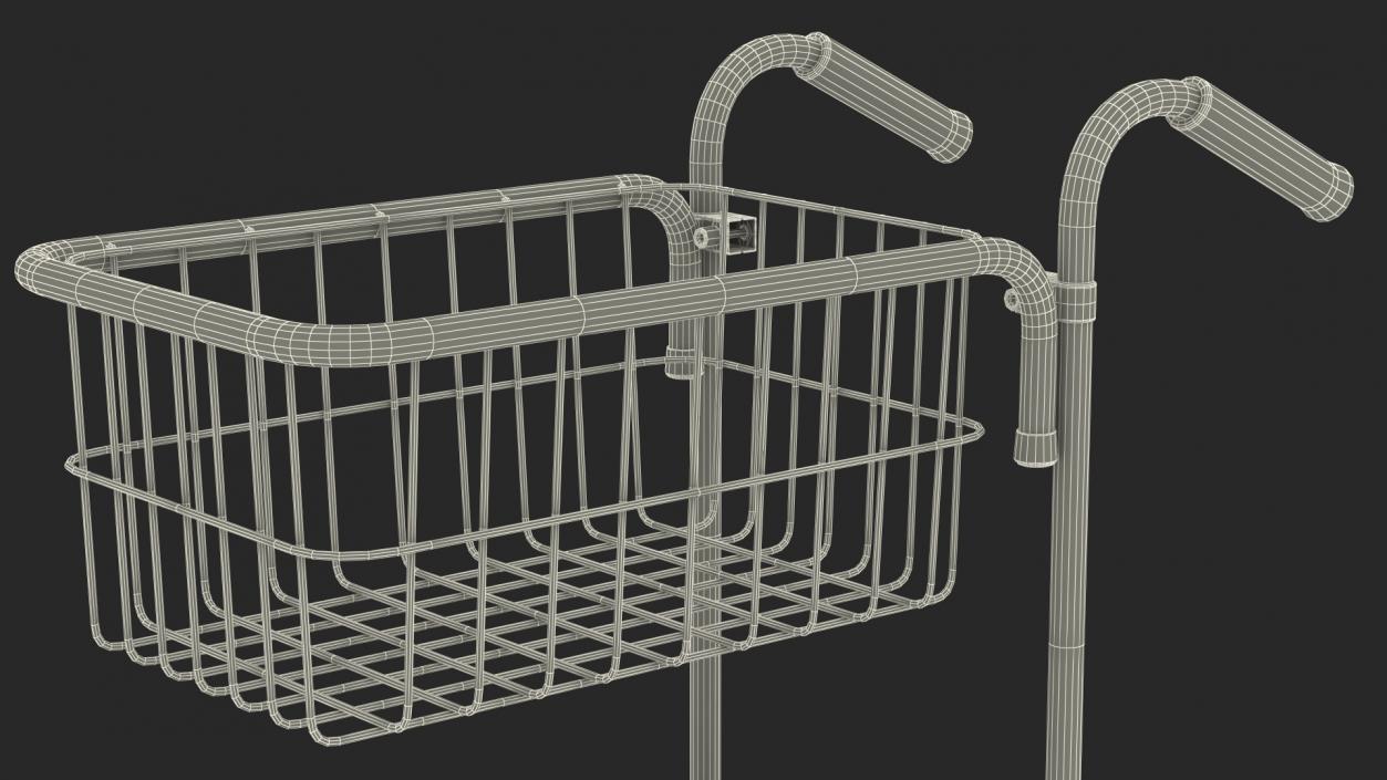 3D model Black Mini Trolley with Basket and File Shelf