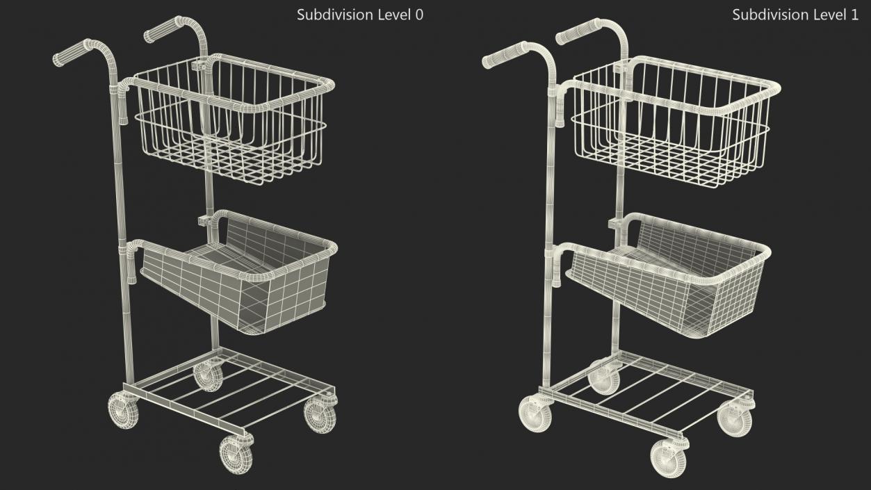 3D model Black Mini Trolley with Basket and File Shelf