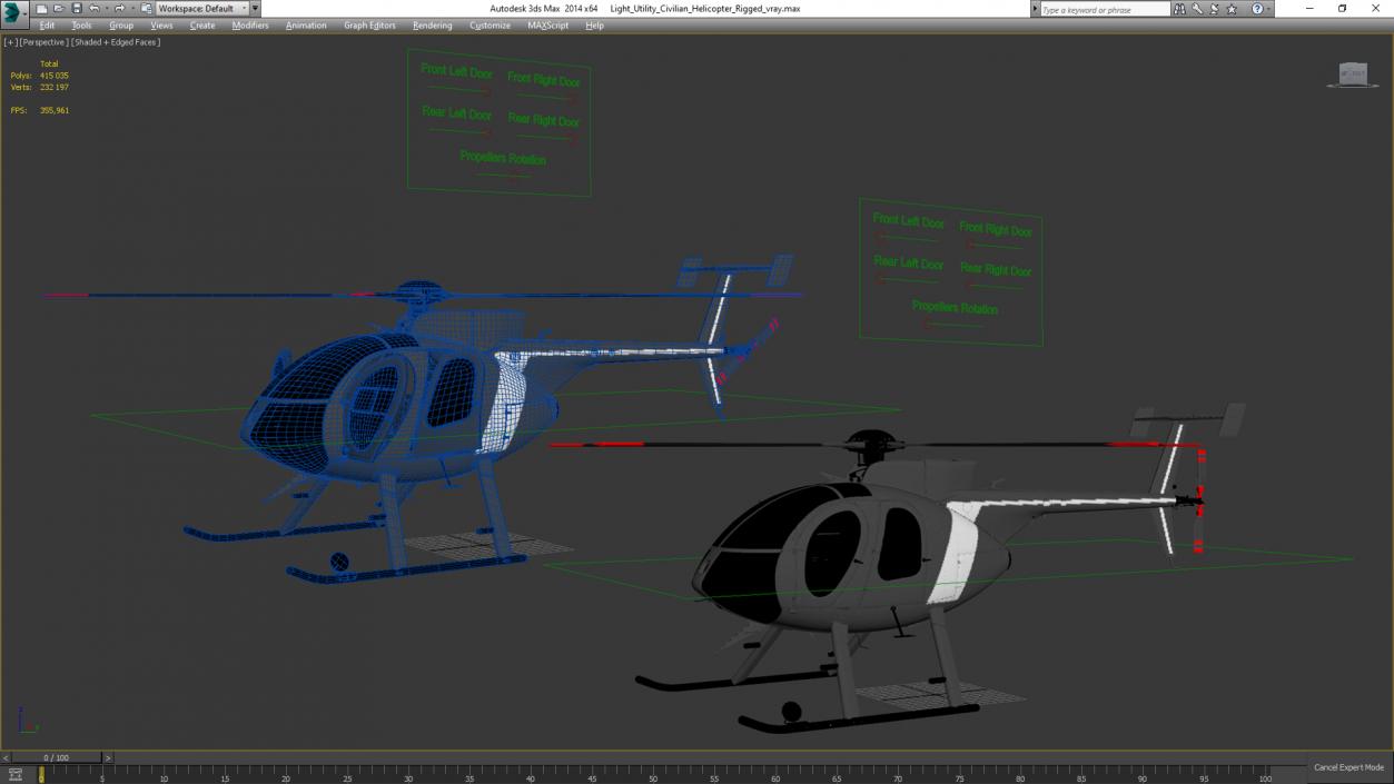 3D model Light Utility Civilian Helicopter Rigged