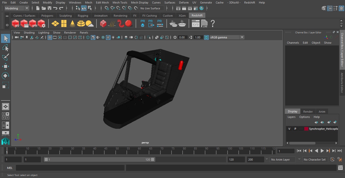 3D model Synchropter Helicopter Cockpit