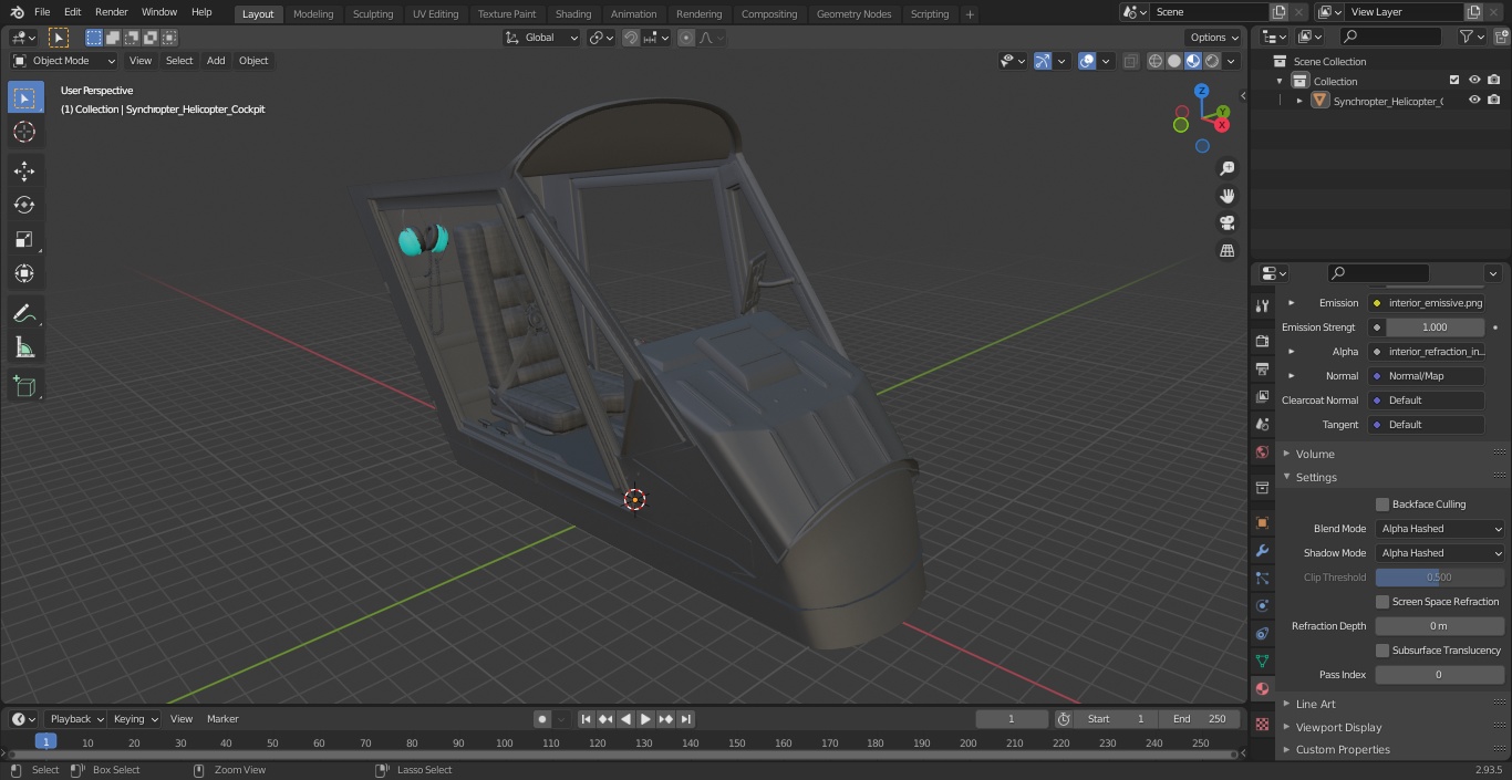 3D model Synchropter Helicopter Cockpit