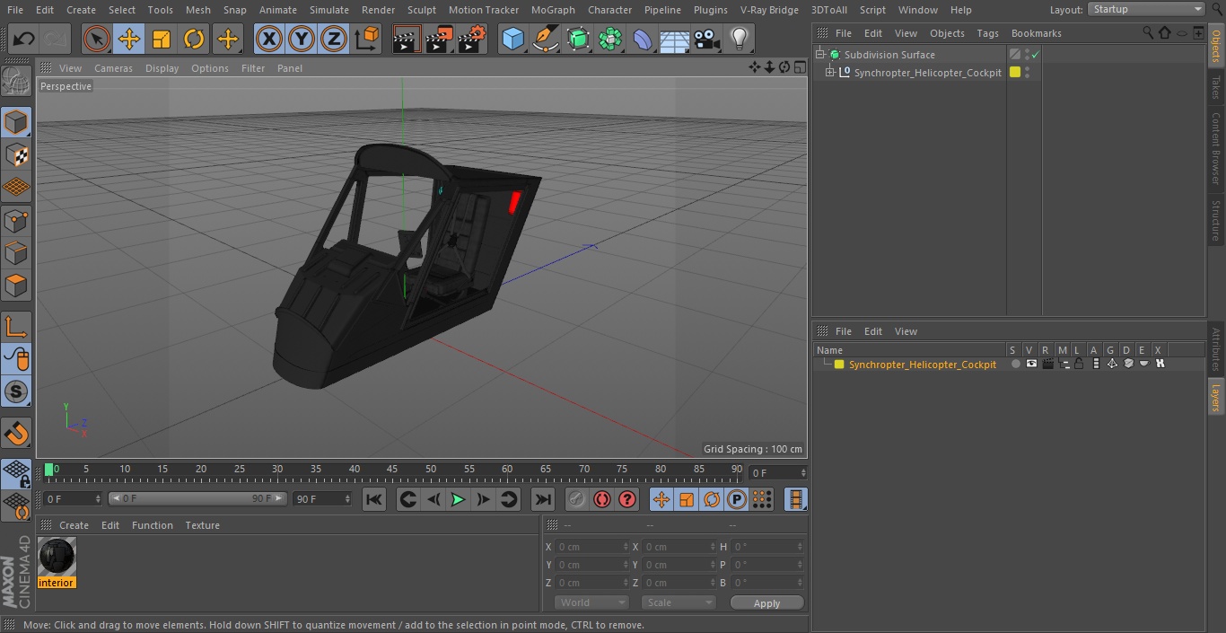 3D model Synchropter Helicopter Cockpit