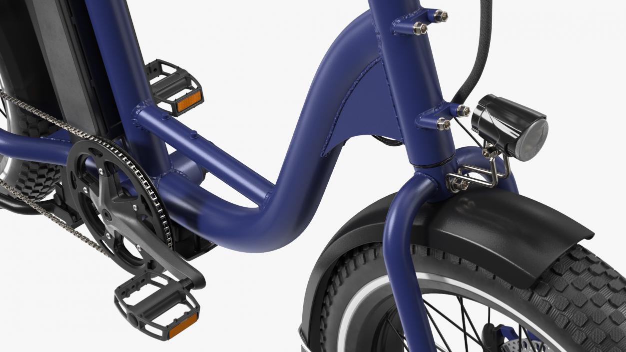 3D model Electric Cargo Bike Blue Rigged for Cinema 4D